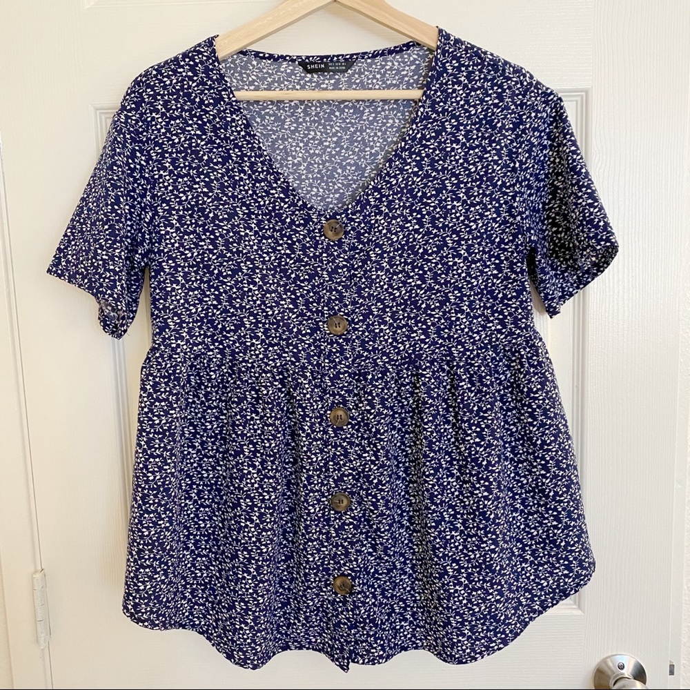 🌼 Shein floral buttoned babydoll top